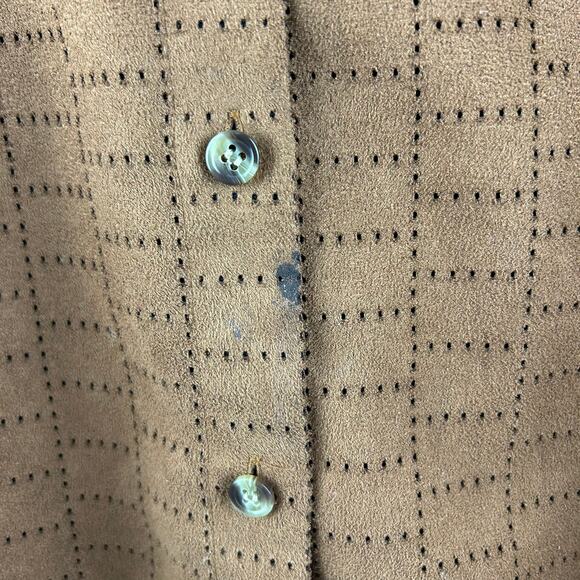 Vintage Westbound Brown Faux Suede Button-Down โ Eyelet Detail,โ Size XL - Picture 5 of 8